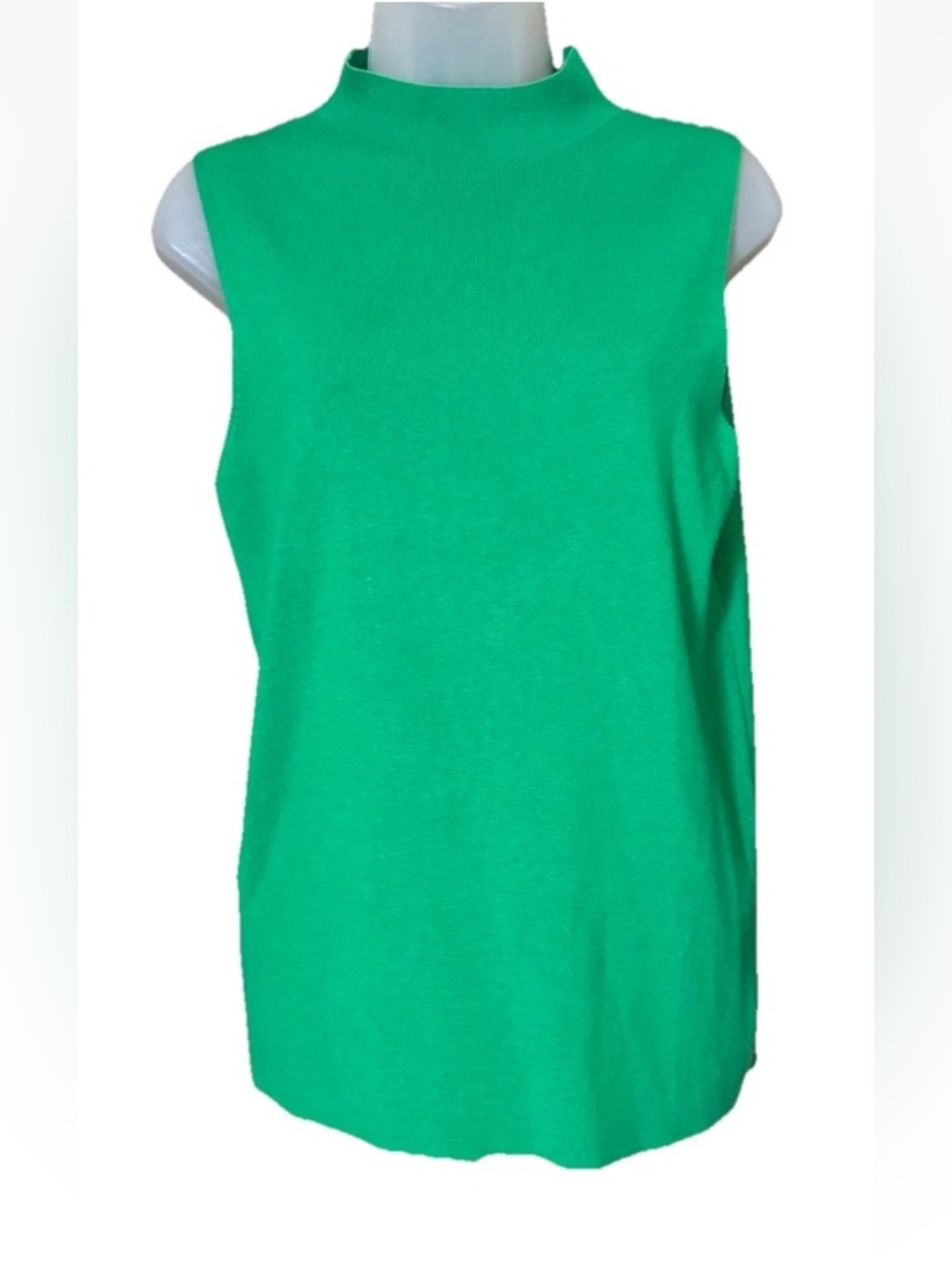 ANN TAYLOR Womens Mock Neck Lightweight Sleeveless Sweater Top Green Size L